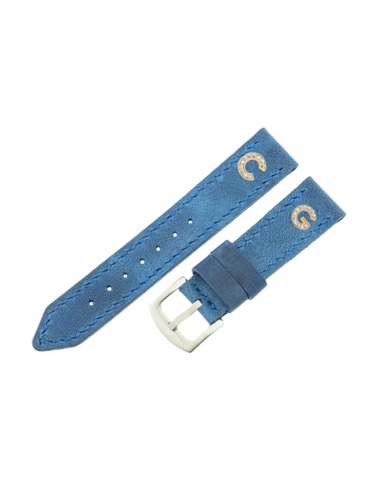 İsme Özel El Dikişli Saat Kordonu - %100 Çift Kat Deri - AG03003 - Saks Mavisi