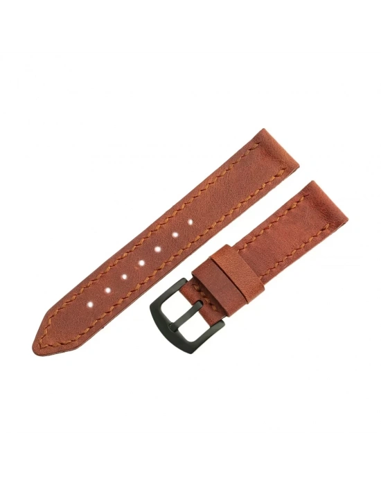 İsme Özel El Dikişli Saat Kordonu - %100 Çift Kat Deri - AG03003 - Tobacco