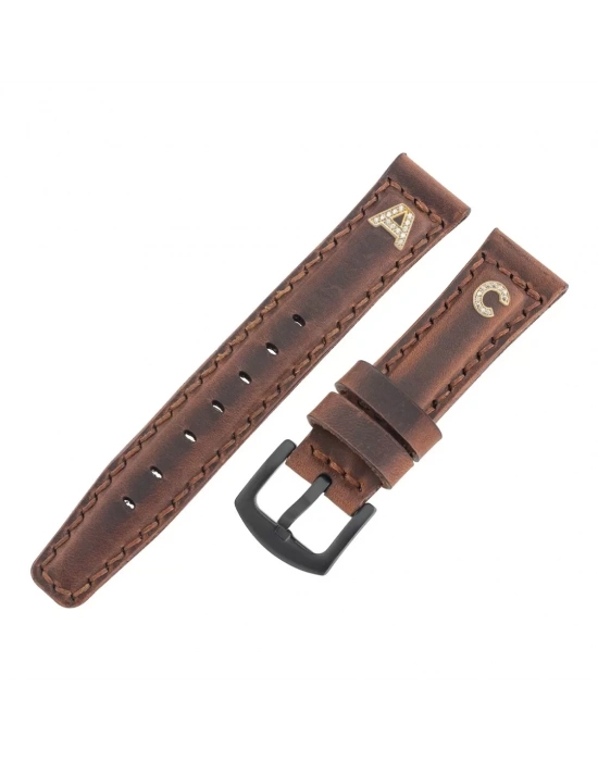 İsme Özel El Dikişli Saat Kordonu - %100 Crazy Deri - AG03002 - Kahverengi