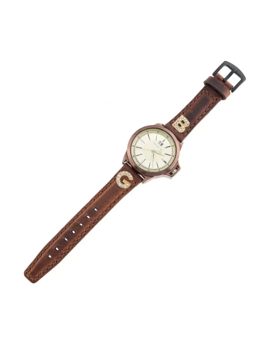 İsme Özel El Dikişli Saat Kordonu - %100 Crazy Deri - AG03002 - Kahverengi