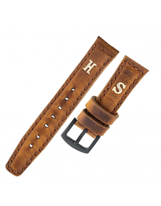 İsme Özel El Dikişli Saat Kordonu - %100 Crazy Deri - AG03002 - Taba