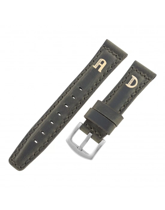 İsme Özel El Dikişli Saat Kordonu - %100 Crazy Deri - AG03002 - Yeşil