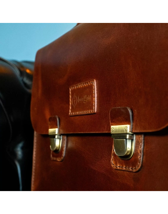 İsme Özel Evrak Çantası - Messenger Bag - %100 Deri - AC09001 - Koyu Kahverengi