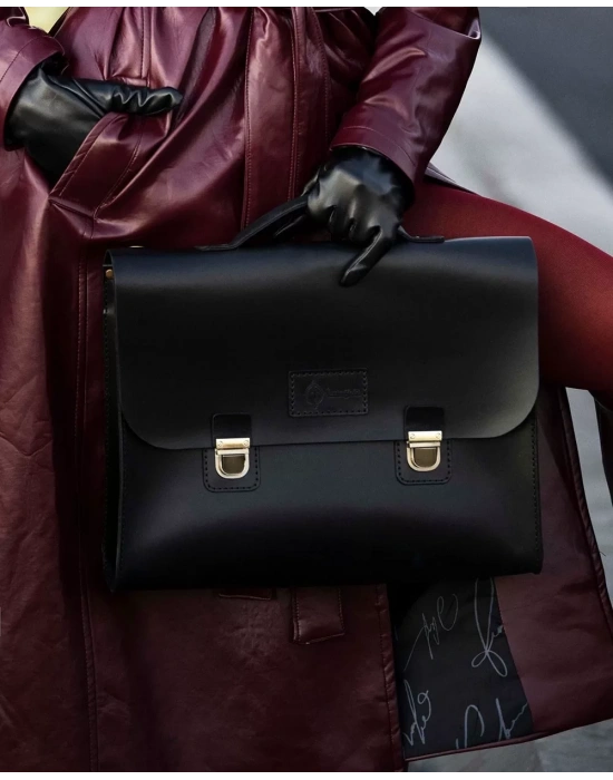 İsme Özel Evrak Çantası - Messenger Bag - %100 Deri - AC09001 - Siyah