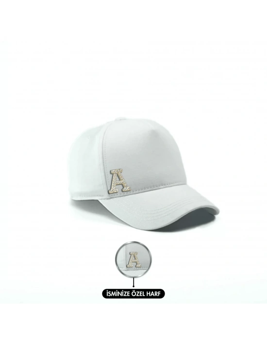 İsme Özel Gabardin Kep Şapka - AB01005 - Beyaz