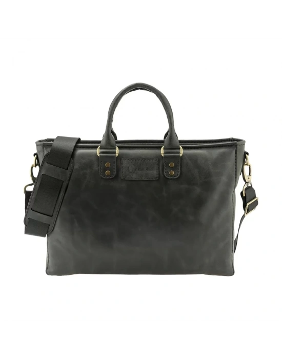 İsme Özel Günlük Kullanım El Omuz Evrak Laptop Çantası - %100 Deri - AC09004 - Antrasit