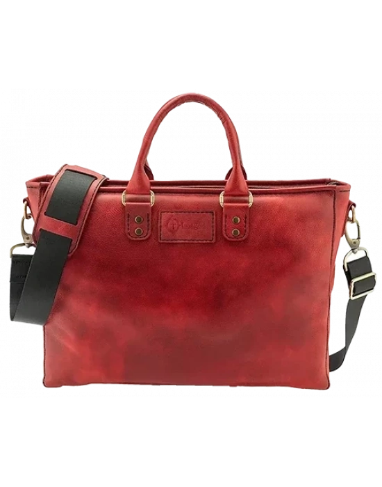 İsme Özel Günlük Kullanım El Omuz Evrak Laptop Çantası - %100 Deri - AC09004 - Kırmızı