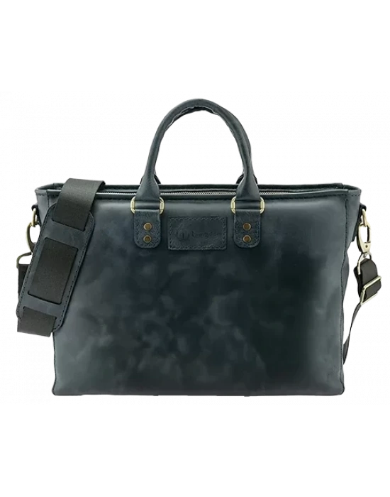 İsme Özel Günlük Kullanım El Omuz Evrak Laptop Çantası - %100 Deri - AC09004 - Lacivert