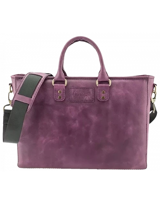 İsme Özel Günlük Kullanım El Omuz Evrak Laptop Çantası - %100 Deri - AC09004 - Mor