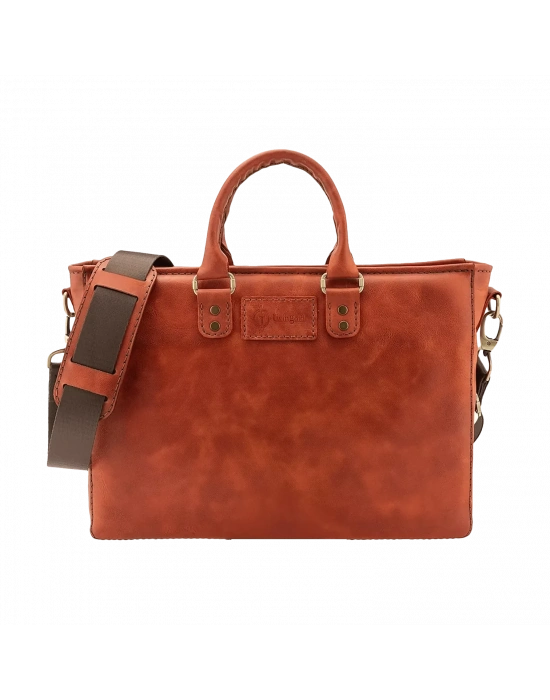İsme Özel Günlük Kullanım El Omuz Evrak Laptop Çantası - %100 Deri - AC09004 - Tobacco