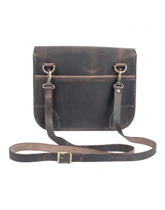 İsme Özel Günlük Orta Boy Omuz Çantası - %100 Crazy Deri - AC03002 - Antrasit