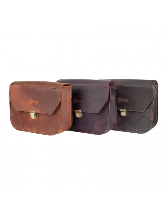 İsme Özel Günlük Orta Boy Omuz Çantası - %100 Crazy Deri - AC03002 - Antrasit