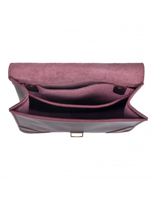 İsme Özel Günlük Orta Boy Omuz Çantası - %100 Crazy Deri - AC03002 - Bordo