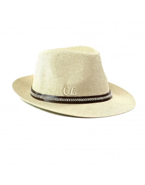 İsme Özel Hasır Fötr Şapka - AB01006 - Bej