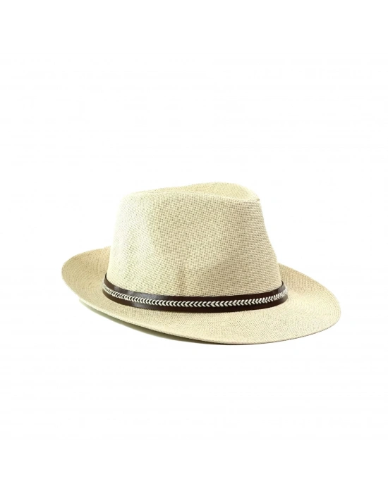 İsme Özel Hasır Fötr Şapka - AB01006 - Bej