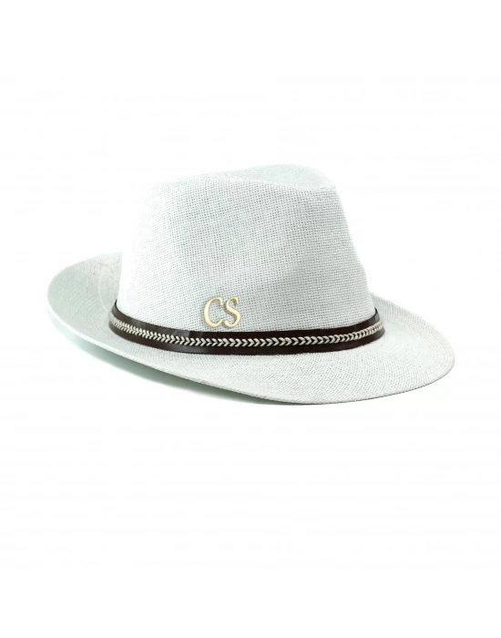 İsme Özel Hasır Fötr Şapka - AB01006 - Beyaz