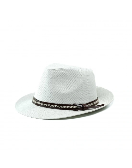 İsme Özel Hasır Fötr Şapka - AB01006 - Beyaz