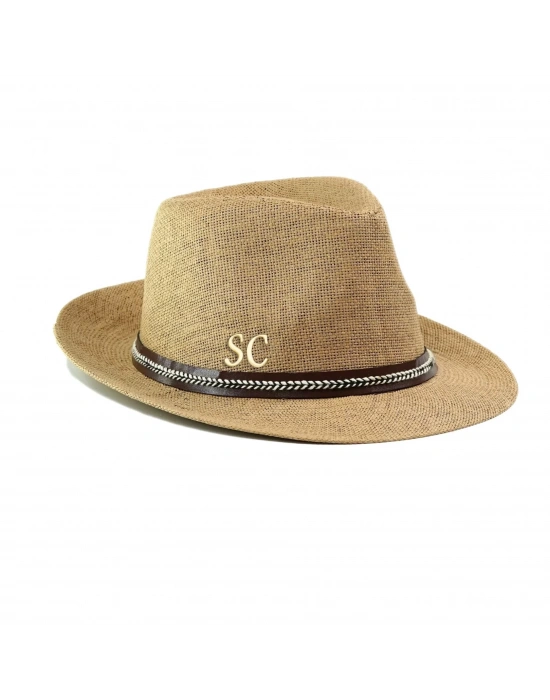 İsme Özel Hasır Fötr Şapka - AB01006 - Camel