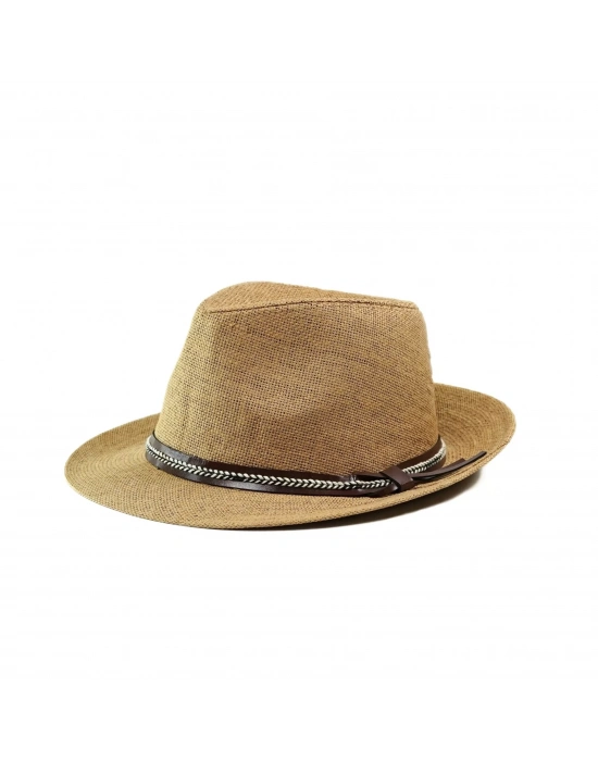 İsme Özel Hasır Fötr Şapka - AB01006 - Camel