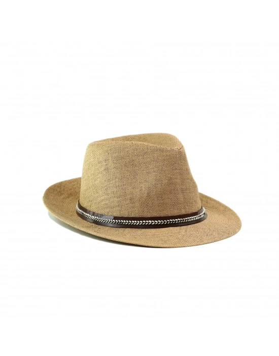 İsme Özel Hasır Fötr Şapka - AB01006 - Camel