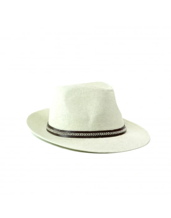 İsme Özel Hasır Fötr Şapka - AB01006 - Ekru