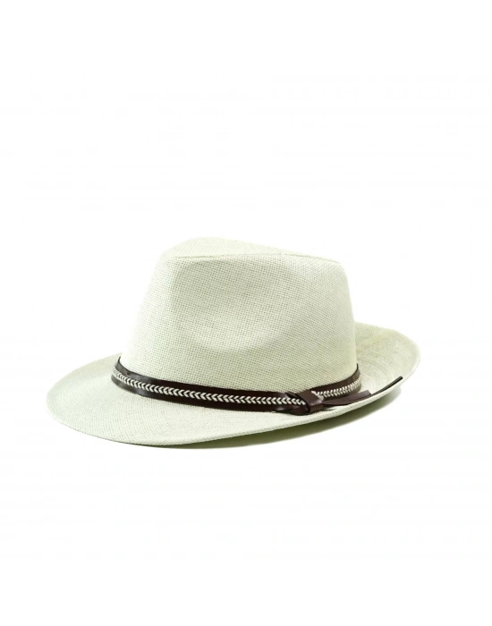 İsme Özel Hasır Fötr Şapka - AB01006 - Ekru