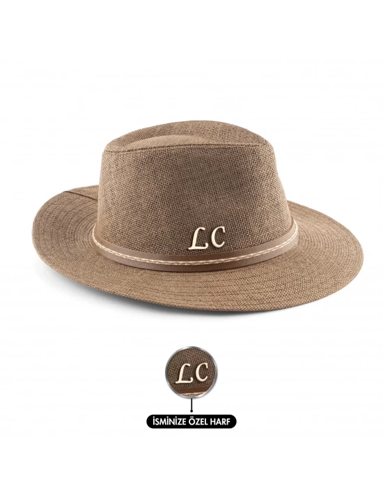 İsme Özel Hasır Fötr Şapka - AB01006 - Kahverengi
