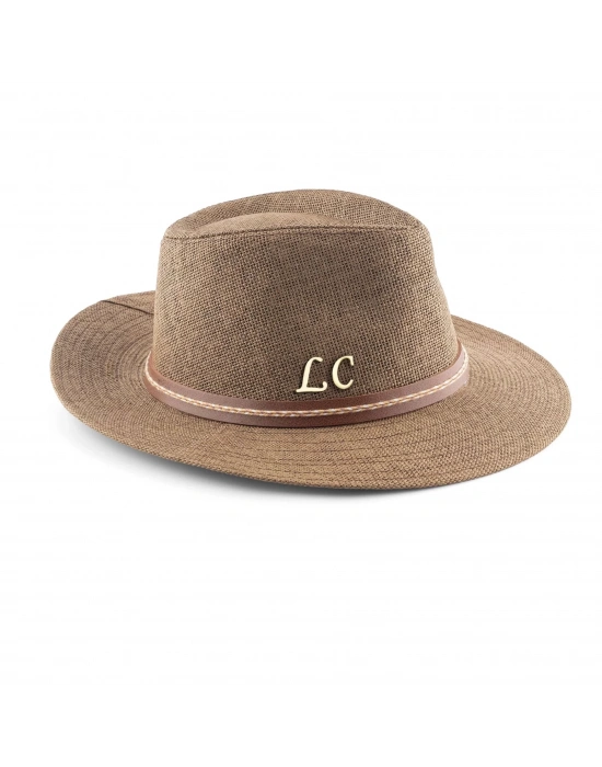 İsme Özel Hasır Fötr Şapka - AB01006 - Kahverengi