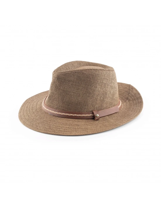 İsme Özel Hasır Fötr Şapka - AB01006 - Kahverengi