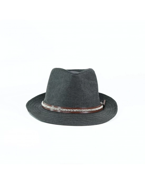 İsme Özel Hasır Fötr Şapka - AB01006 - Siyah