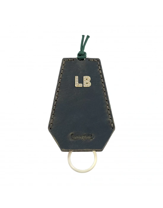 İsme Özel İpli Anahtarlık - % 100 Crazy Deri - AG01002 - Haki