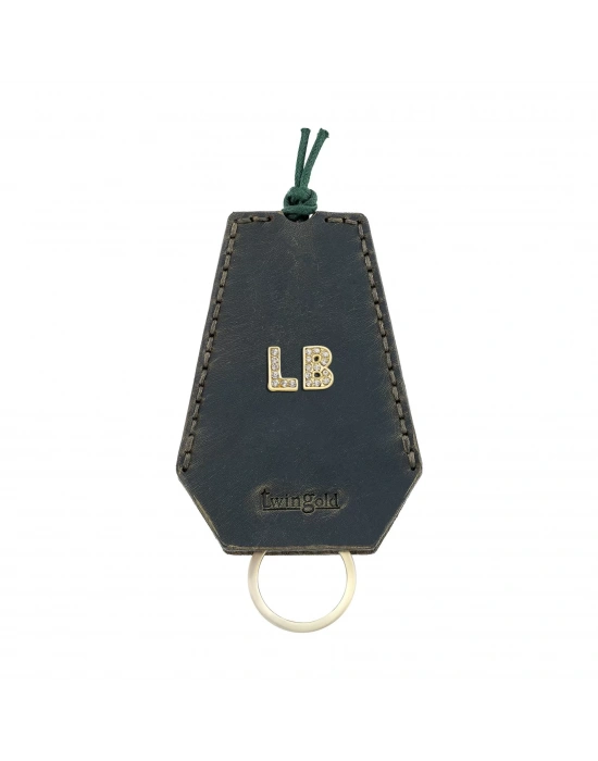 İsme Özel İpli Anahtarlık - % 100 Crazy Deri - AG01002 - Haki