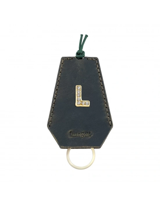 İsme Özel İpli Anahtarlık - % 100 Crazy Deri - AG01002 - Haki