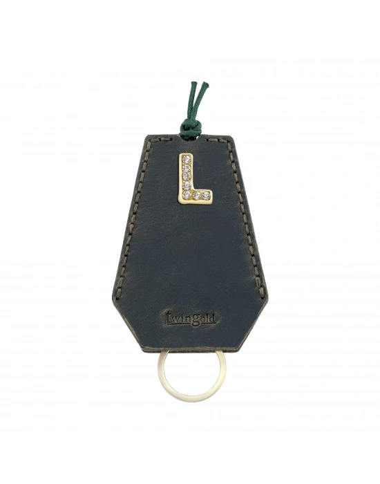 İsme Özel İpli Anahtarlık - % 100 Crazy Deri - AG01002 - Haki