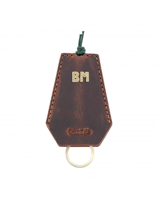 İsme Özel İpli Anahtarlık - % 100 Crazy Deri - AG01002 - Kahverengi