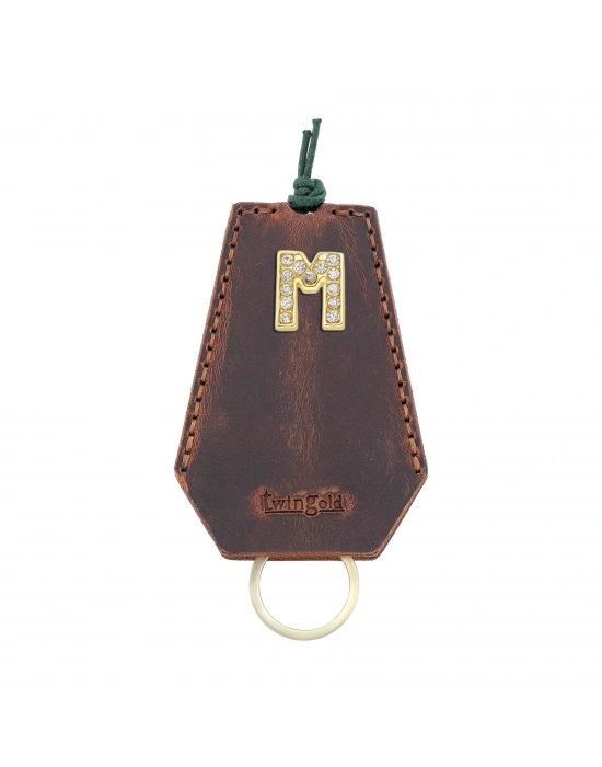 İsme Özel İpli Anahtarlık - % 100 Crazy Deri - AG01002 - Kahverengi