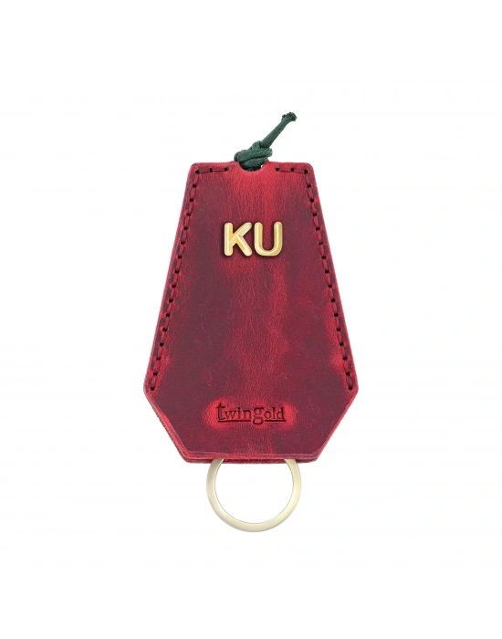 İsme Özel İpli Anahtarlık - % 100 Crazy Deri - AG01002 - Kırmızı