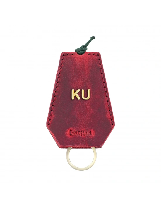 İsme Özel İpli Anahtarlık - % 100 Crazy Deri - AG01002 - Kırmızı