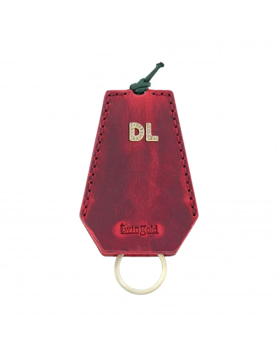 İsme Özel İpli Anahtarlık - % 100 Crazy Deri - AG01002 - Kırmızı