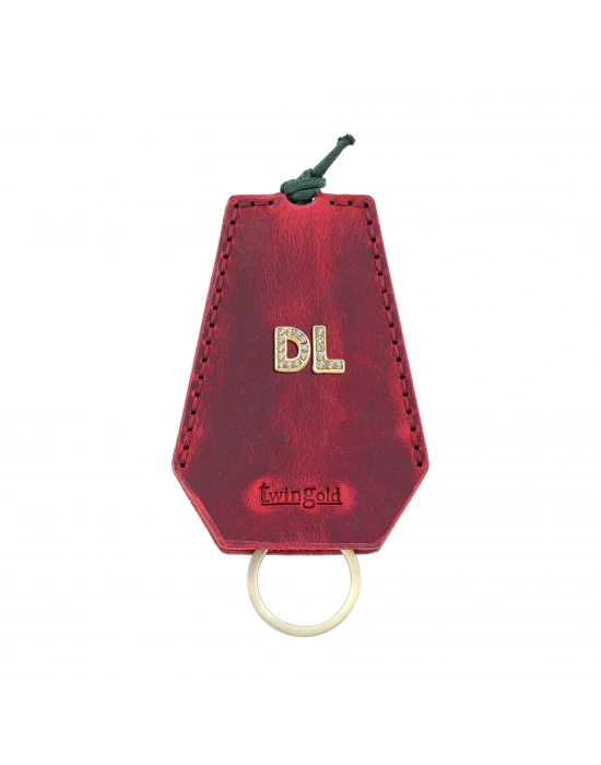 İsme Özel İpli Anahtarlık - % 100 Crazy Deri - AG01002 - Kırmızı