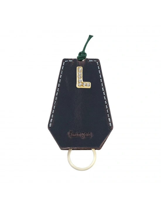 İsme Özel İpli Anahtarlık - % 100 Crazy Deri - AG01002 - Lacivert