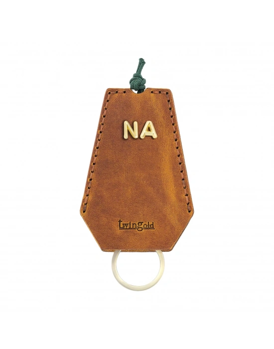 İsme Özel İpli Anahtarlık - % 100 Crazy Deri - AG01002 - Taba