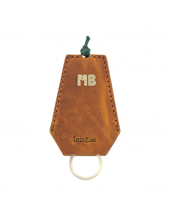 İsme Özel İpli Anahtarlık - % 100 Crazy Deri - AG01002 - Taba