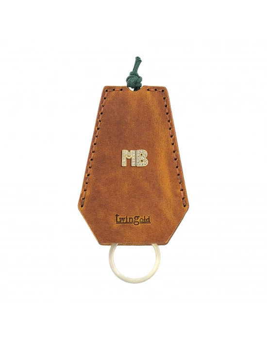 İsme Özel İpli Anahtarlık - % 100 Crazy Deri - AG01002 - Taba