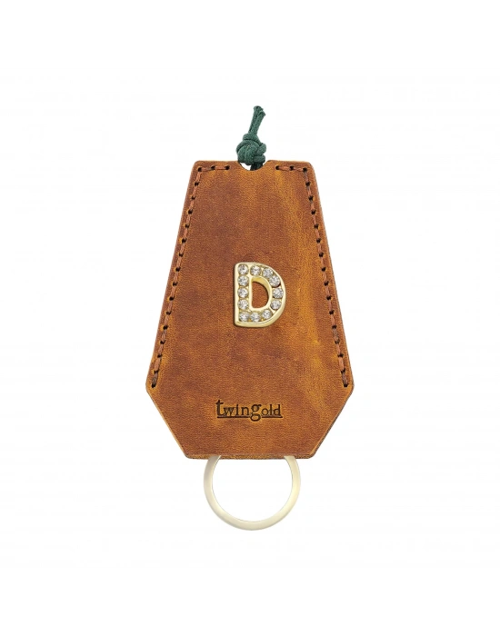 İsme Özel İpli Anahtarlık - % 100 Crazy Deri - AG01002 - Taba