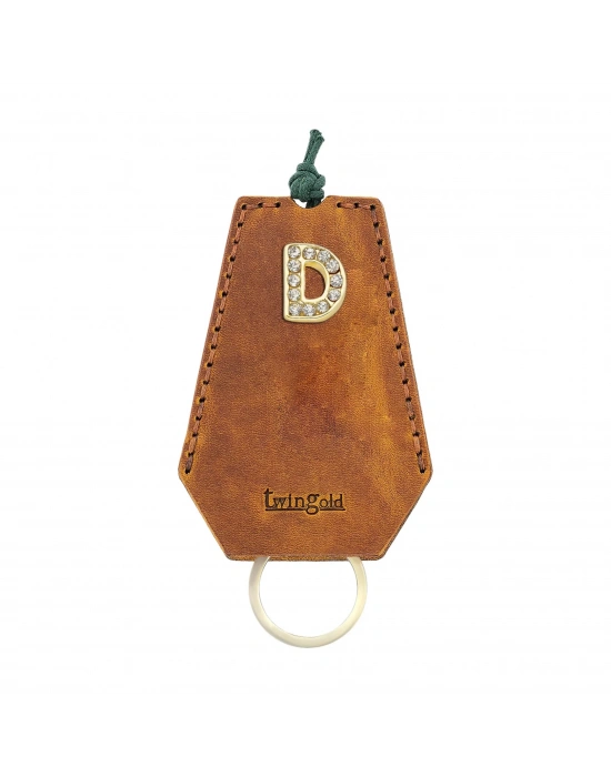 İsme Özel İpli Anahtarlık - % 100 Crazy Deri - AG01002 - Taba