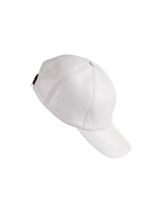 İsme Özel Kep Şapka - %100 Deri - AB01012 - Beyaz