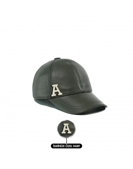İsme Özel Kep Şapka - %100 Deri - AB01012 - Haki