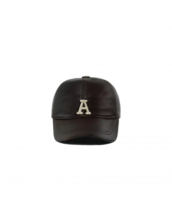 İsme Özel Kep Şapka - %100 Deri - AB01012 - Kahverengi