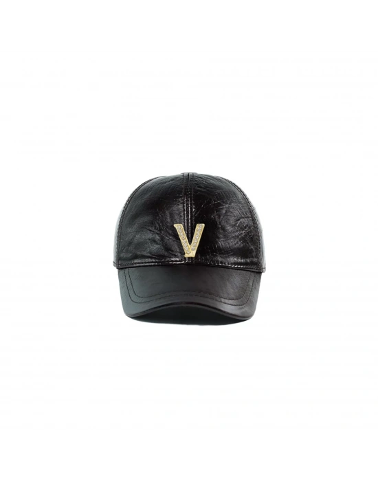 İsme Özel Kep Şapka - %100 Deri - AB01012 - Koyu Kahverengi